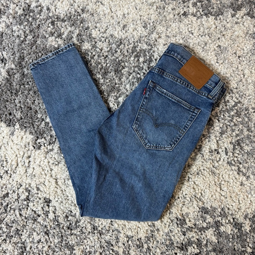 Levis, Mens Distressed Medium Wash Skinny Taper Denim Jeans, W34 x L30